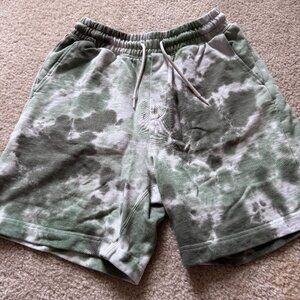 H&M Relaxed Fit Tie-Dye Sweat Shorts in Sage Green, Size XS
